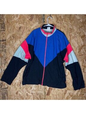 Cheetah Mens Blue Pink Colorblock Windbreaker Jacket Used